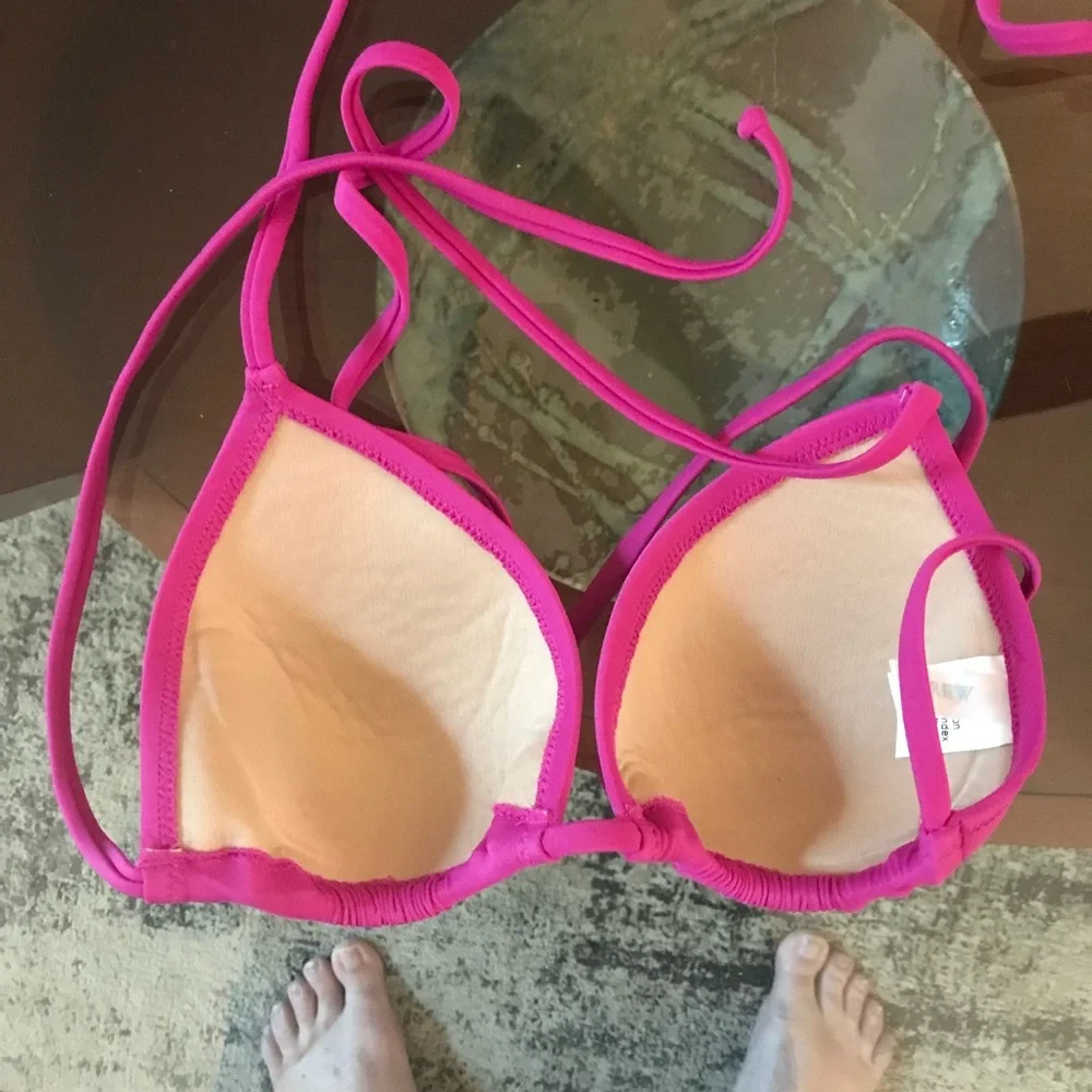 J CREW Berry Pink Triangle String Bikini Top